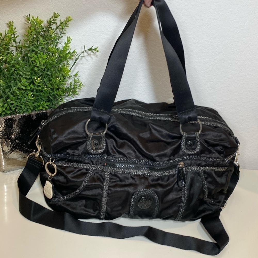 KIPLING Grilla Girlz Black Nylon with Metallic Silver Trims Duffle Bag